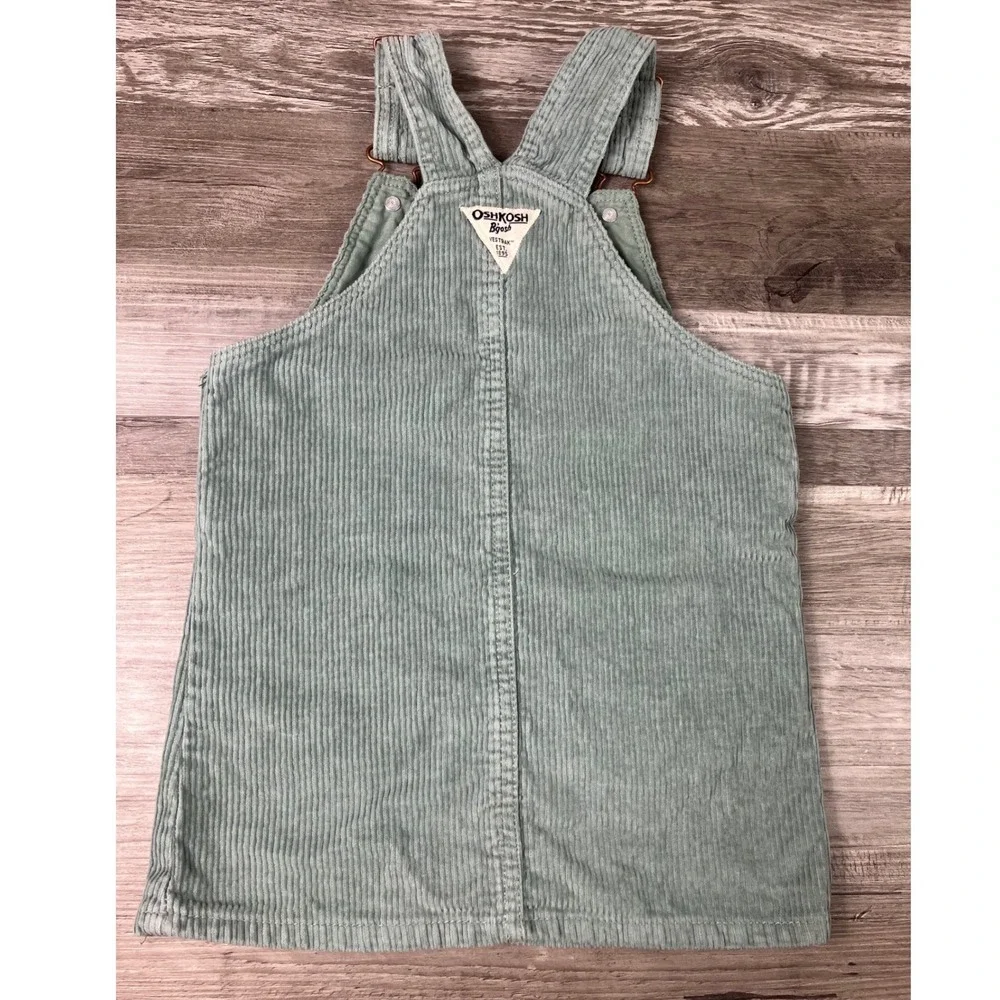 OshKosh Bgosh Toddler Girls Sage Green Corduroy Jumper Dress Pinafore 3T A-077